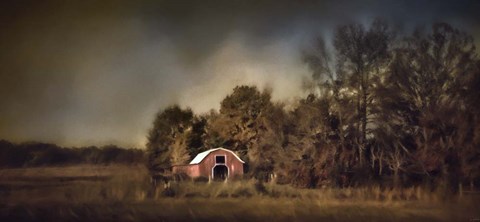 Framed Red Barn Welcomes Autumn Print