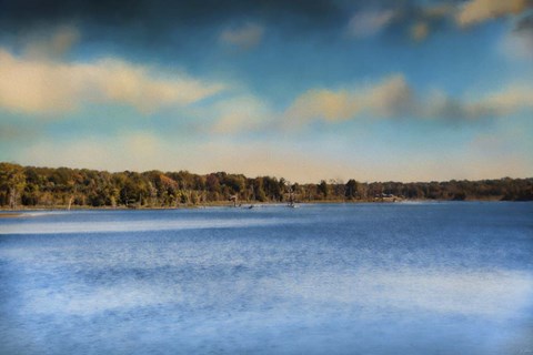 Framed Gibson County Lake In Fall Print