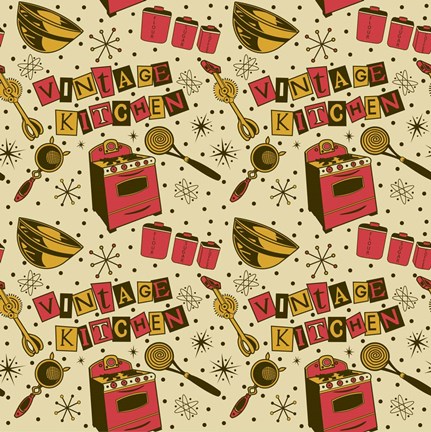 Framed Vintage Kitchen Pattern Print