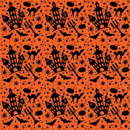 Framed Halloween House Pattern Print