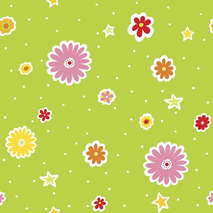 Framed Summer Flowers and Stars I Print