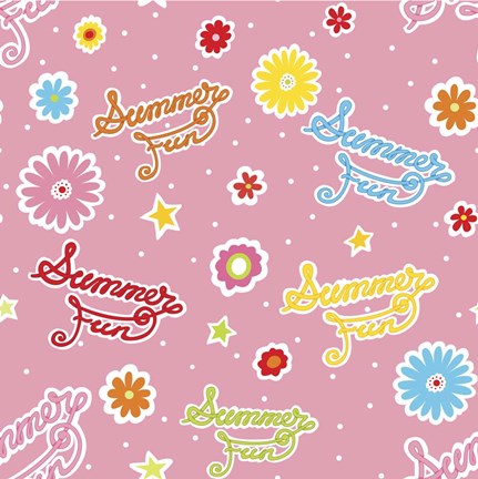 Framed Summer Fun II with Letters Print