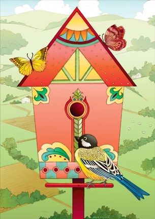 Framed Country Birdhouse Print