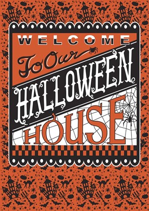 Framed Halloween House Flag Print