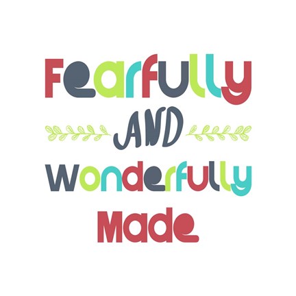 Framed Fearfully and Wonderfully Made - Red and Blue Print