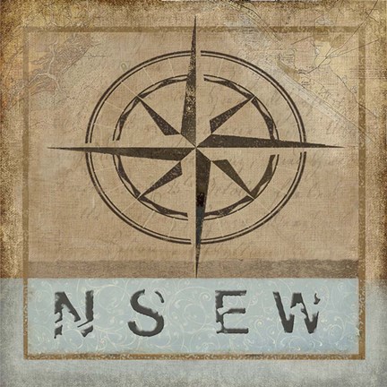 Framed Compass Rose II Print