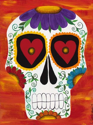 Framed Fire Sugar Skull Print