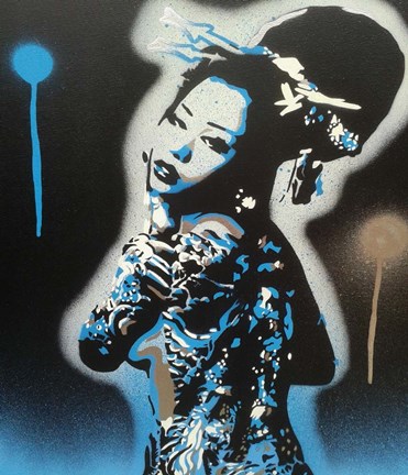 Framed Planet Asia Blue Print