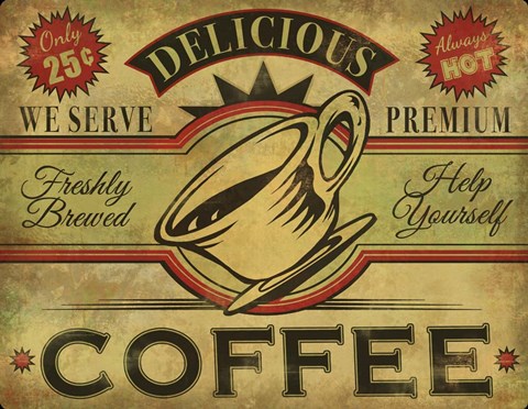 Framed Coffee Sign Print
