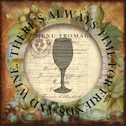 Framed Circled Wine 1 Print