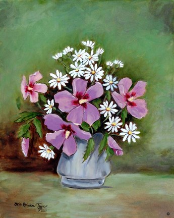 Framed Hibiscus and Daisies Print