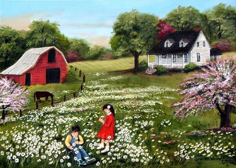 Framed He Loves Me, He Loves Me Not Print