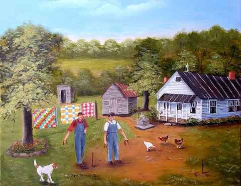 Framed Pitching Horseshoes Print