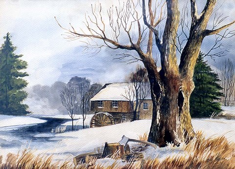 Framed Old Grist Mill Print