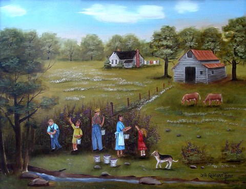 Framed Pickin&#39; Blackberries 6 (1) Print