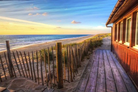 Framed Cottage By The Sea Print