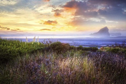 Framed Seastacks At The Dunes Print