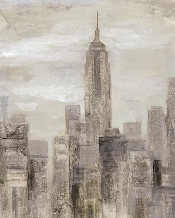 Framed City Blocks II Greige Print