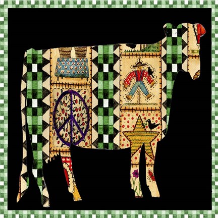 Framed Folk At Country Peace Cow Print