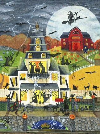 Framed Black Cat Crossing Print