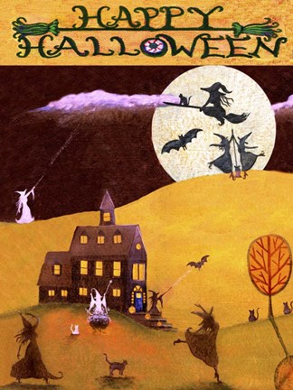 Framed White Witch Halloween Dance Print