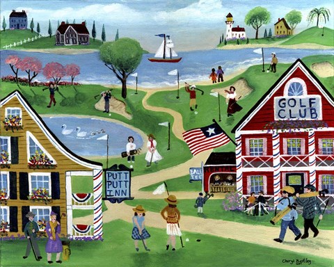 Framed Folk Art Golf Putt Putt Inn Print