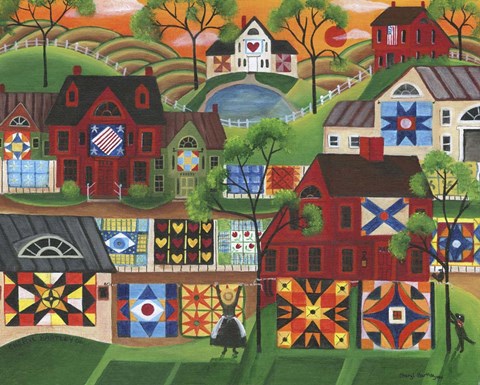 Framed Mama's Colorful Quilts Print