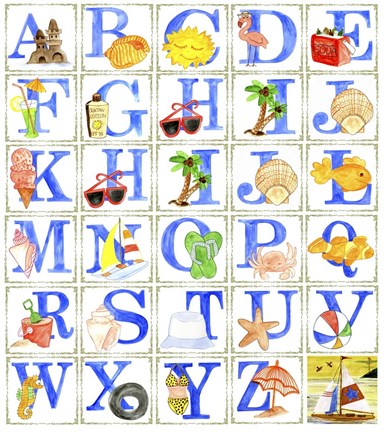 Framed Alphabet Seaweed Blocks Print