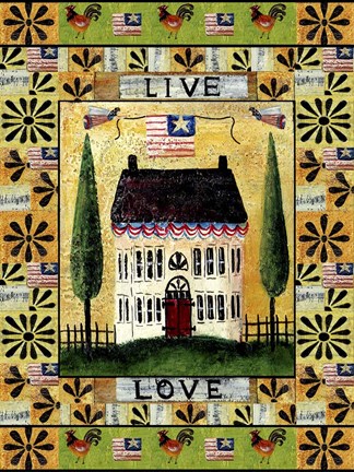 Framed American Flag Angel Live Love Print