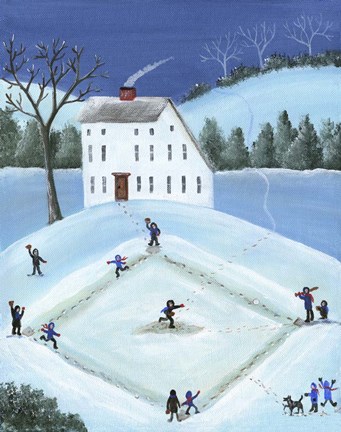 Framed Snow Ball Baseball Print