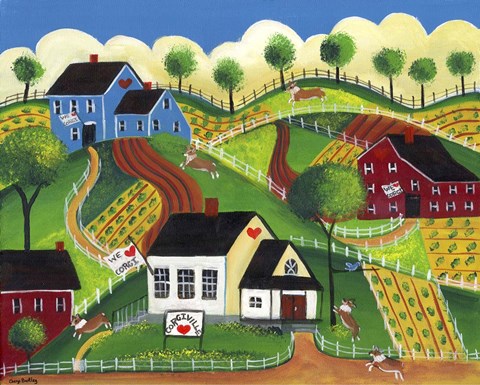 Framed Corgiville Print