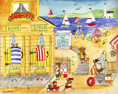 Framed Welcome To Corgi Dog Beach Print