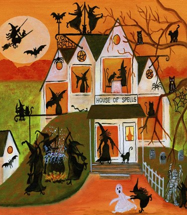 Framed Halloween House of Spells Print