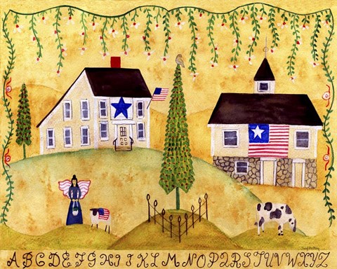 Framed American Farmhouse Sampler Print