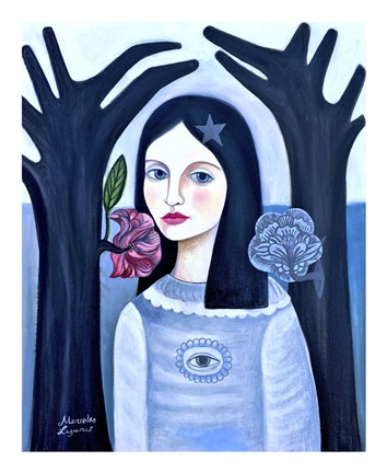 Framed Doll in the Woods Print