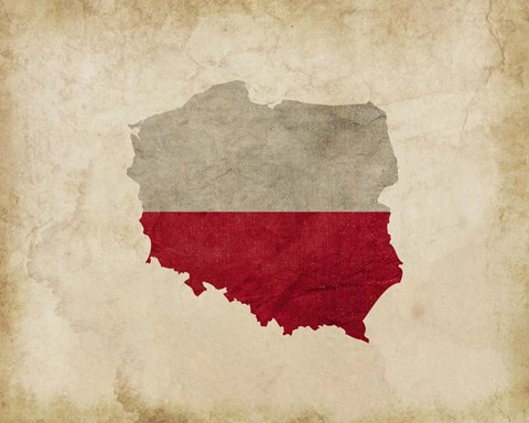 Framed Map with Flag Overlay Poland Print