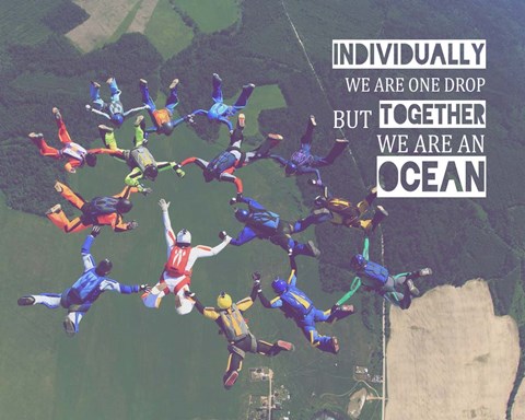 Framed Together We Are An Ocean - Skydiving Team Color Print