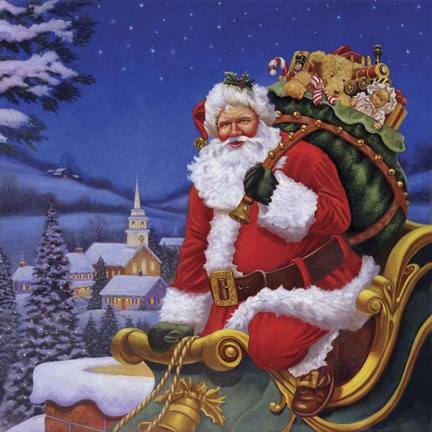 Framed Roof Top Santa Print