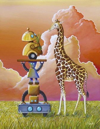 Framed Robots On Safari Print