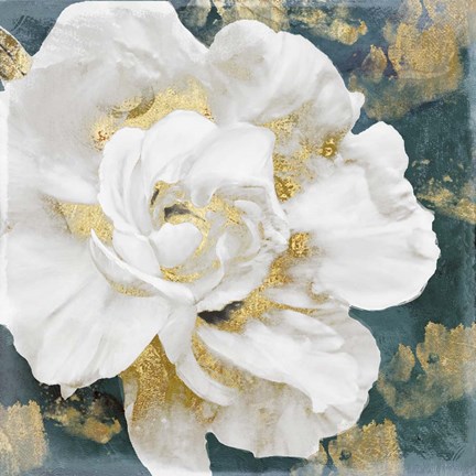 Framed Petals Impasto (Gold) Print