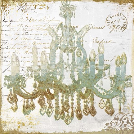 Framed Teal And Gold Print