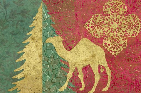 Framed Xmas Tree and Camel Print