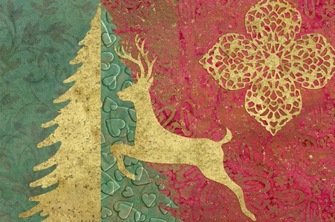 Framed Xmas Tree and Deer Print
