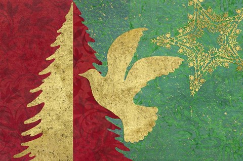 Framed Xmas Tree and Dove Print