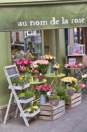 Framed Flower Shop In Paris Print