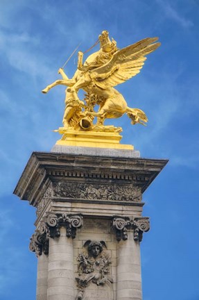 Framed Golden Fame Statue On Pont Alexandre III - II Print