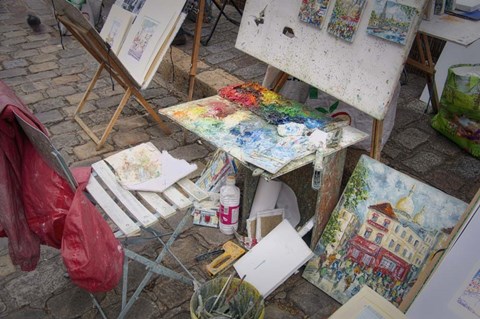 Framed Monmartre Artist Working On Place du Tertre III Print