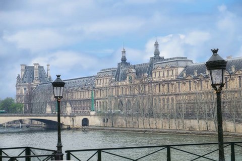 Framed Louvre Palace And Seine River Print