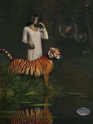 Framed Dreams Of Tigers And Bubbles Print