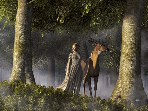 Framed Elf And Buck Print